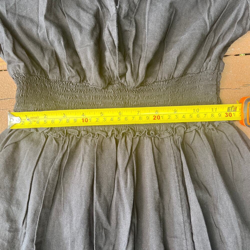 Old Navy Black Smocked Waist Midi Dress Women’s Size M Embroidered Hem - Picture 13 of 14